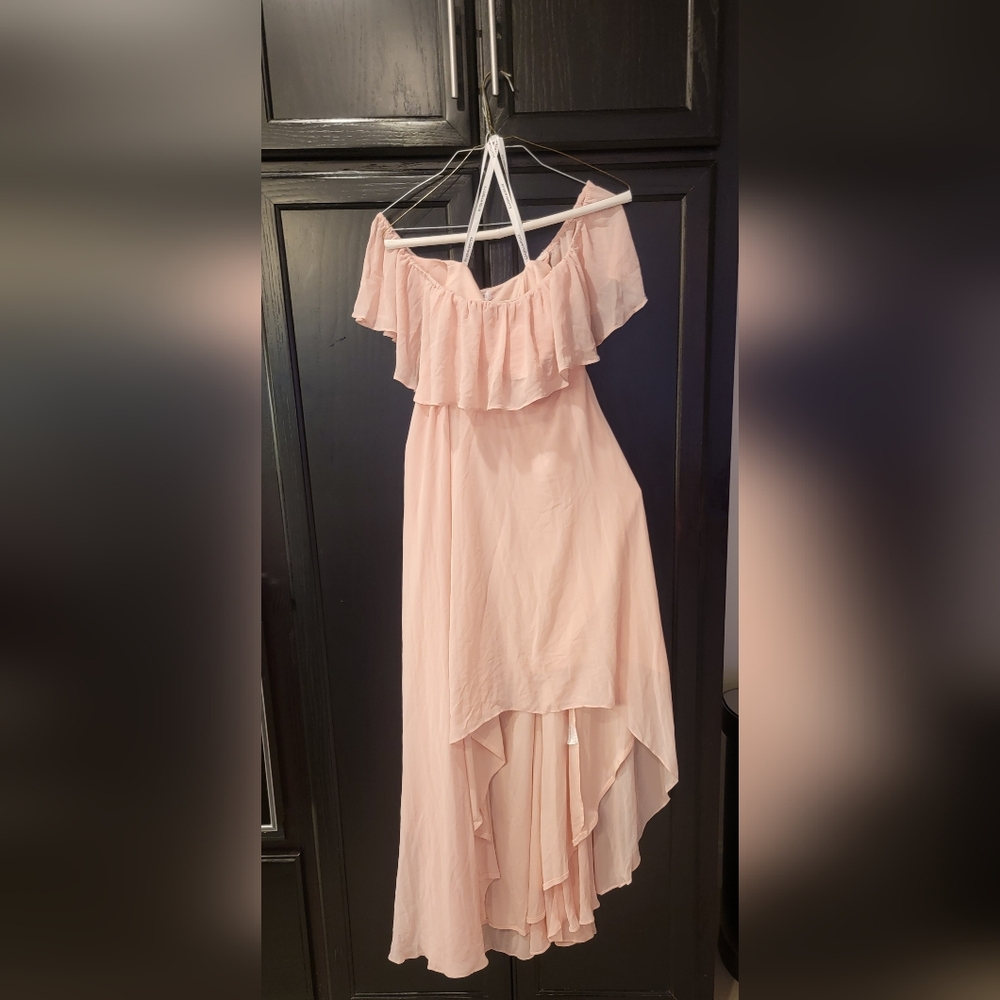 Pink Off-Shoulder Ruffle Dress